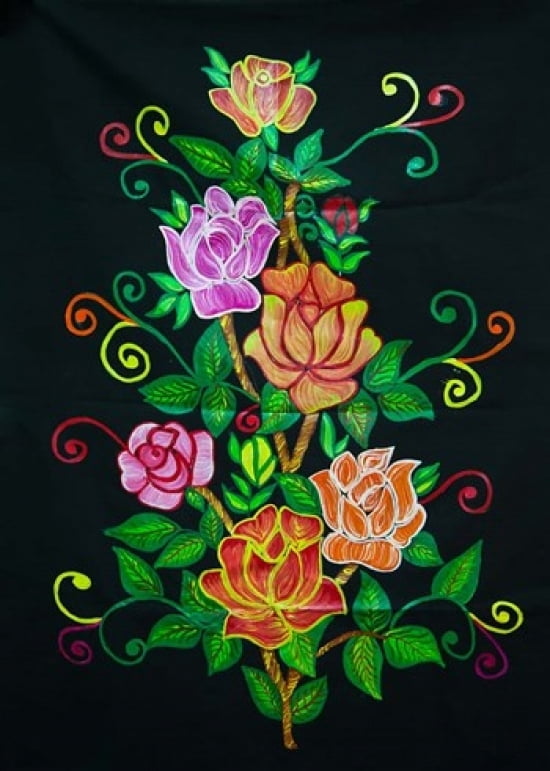 Indian Handicrafts Flowers on Fabric Dehradun Uttarakhand India Canvas Art - Charles O Cecil DanitaDelimont (17 x 24)