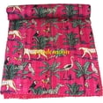 thumbnail image 1 of Indian Handmade Animal Print Cotton kantha Quilt, Village art gudri,Hand Stitch Quilt ,Bedspread, Blanket (Twin Size - 60" x 90"), 1 of 5