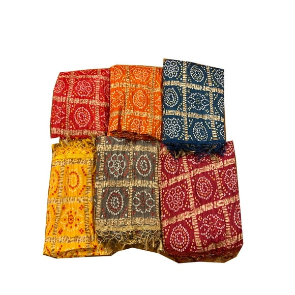 Indian Handmade Bandhani Silk Dupatta - Lot of 1 to 100 Pieces - Perfect for Weddings Parties and Gifts Party Wear Scrave for her-Mum-Wife