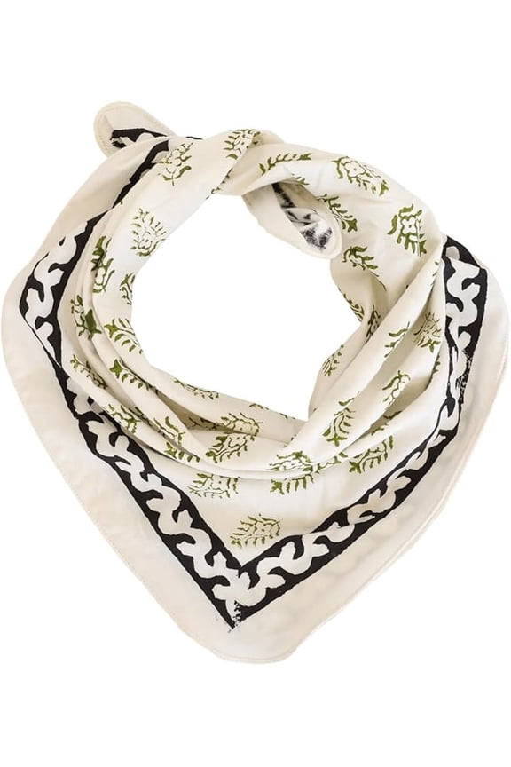 Indian Handmade Block Printed Bandanas Fow women Floral Lightweight Pure Cotton Head Scarfs 21x21 inch