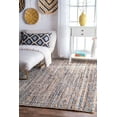 thumbnail image 1 of Indian Handmade Braided Blue Color Cotton , Denim with Natural Jute Area Rugs , Floor Decor Carpet Size 6 x 9 Feet ( 180 cm x 270 cm ), 1 of 5