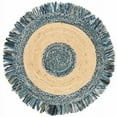thumbnail image 1 of Indian Handmade Braided Blue Color Cotton , Denim with Natural Jute Round Rugs , Home Decor Carpet Size 4 x 4 Feet Round ( 120 cm x 120 cm), 1 of 1