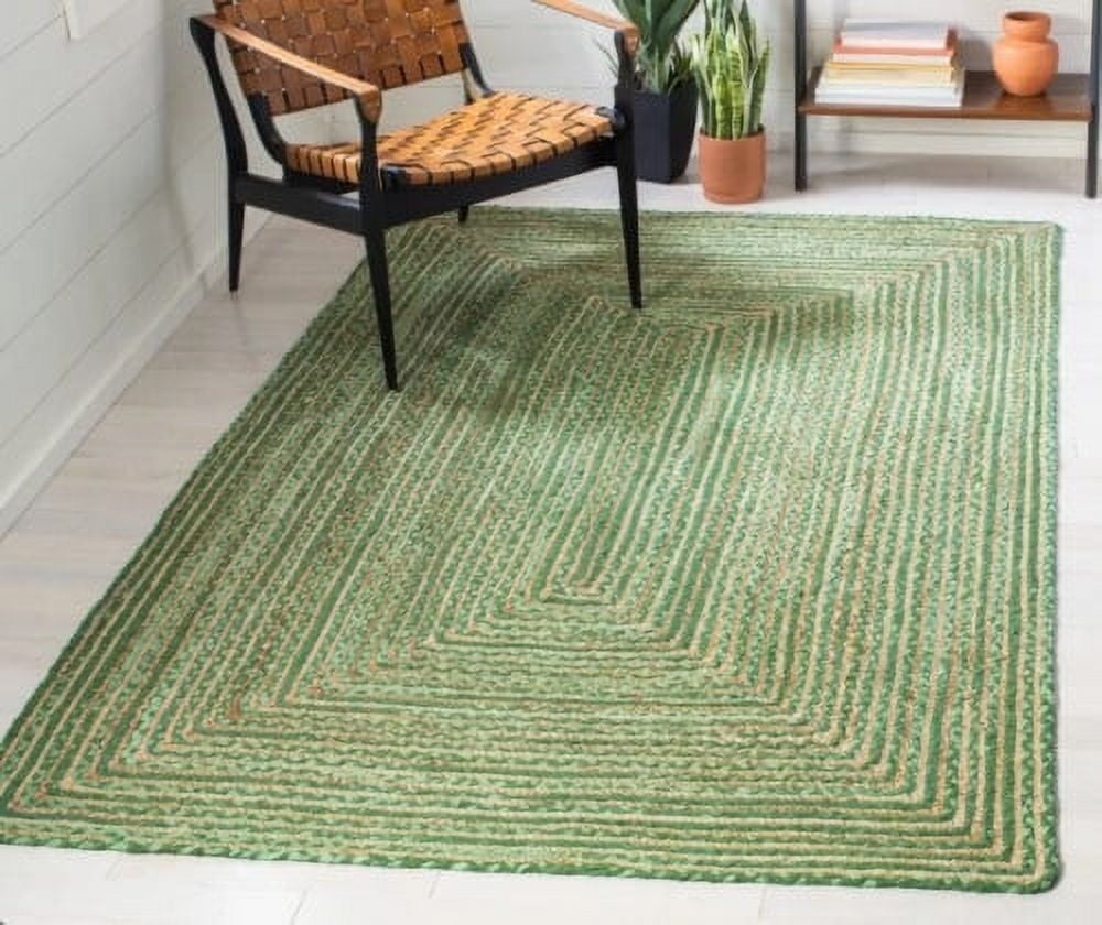 Indian Handmade Braided Green Color Cotton with Natural Jute Rectangle Area Rugs ,Home Decor Carpet Size 3 x 5 Feet ( 90 cm x 150 cm )