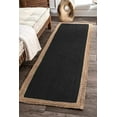 thumbnail image 1 of Indian Handmade Braided Inner Black Jute with Natural Jute Border Design Area Rug 2.6 x 5 Feet (79 cm x 152 cm), Home Decor Rugs, 1 of 5