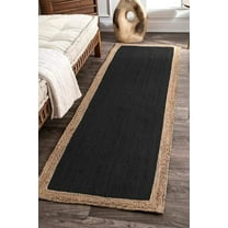 Indian Handmade Braided Inner Black Jute with Natural Jute Border Design Area Rug 2 x 6 Feet (61 cm x 183 cm), Home Decor Rugs