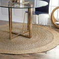 thumbnail image 1 of Indian Handmade Braided Inner Gray Jute with Natural Jute Border Design Area Rug 5 x 5 Feet Round (152 cm x 152 cm), Home Decor Rugs, 1 of 5