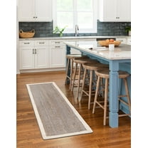 Indian Handmade Braided Inner Gray Jute with White Jute Border Design Area Rug 2 x 7 Feet (61 cm x 213 cm), Home Decor Rugs