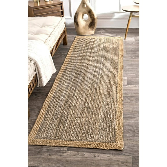 Indian Handmade Braided Inner Gray Natural Jute Area Rug, Home Décor Rug, Jute Rug for Bedroom, Dining Room, living room, Doormat Rug Size - 2' x 4' (60 cm x 120 cm)