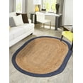 thumbnail image 1 of Indian Handmade Braided Inner Natural Jute with Navy Blue Jute Border Design Area Rug 3 x 5 Feet Oval (91 cm x 152 cm), Home Decor Rugs, 1 of 5