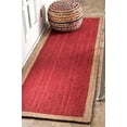 thumbnail image 1 of Indian Handmade Braided Inner Red Jute with Natural Jute Border Design Area Rug 2 x 6 Feet (61 cm x 183 cm), Floor Decor Rugs/Carpet, 1 of 5