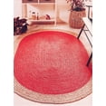thumbnail image 1 of Indian Handmade Braided Inner Red Jute with Natural Jute Border Design Area Rug 5 x 7 Feet Oval (152 cm x 213 cm), Floor Decor Rugs/Carpet, 1 of 4