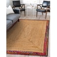 thumbnail image 1 of Indian Handmade Braided Multi Color Cotton with Natural Jute Rectangle Area Rugs ,Home Decor Carpet Size 2 x 2 Feet Square ( 60 cm x 60 cm ), 1 of 4