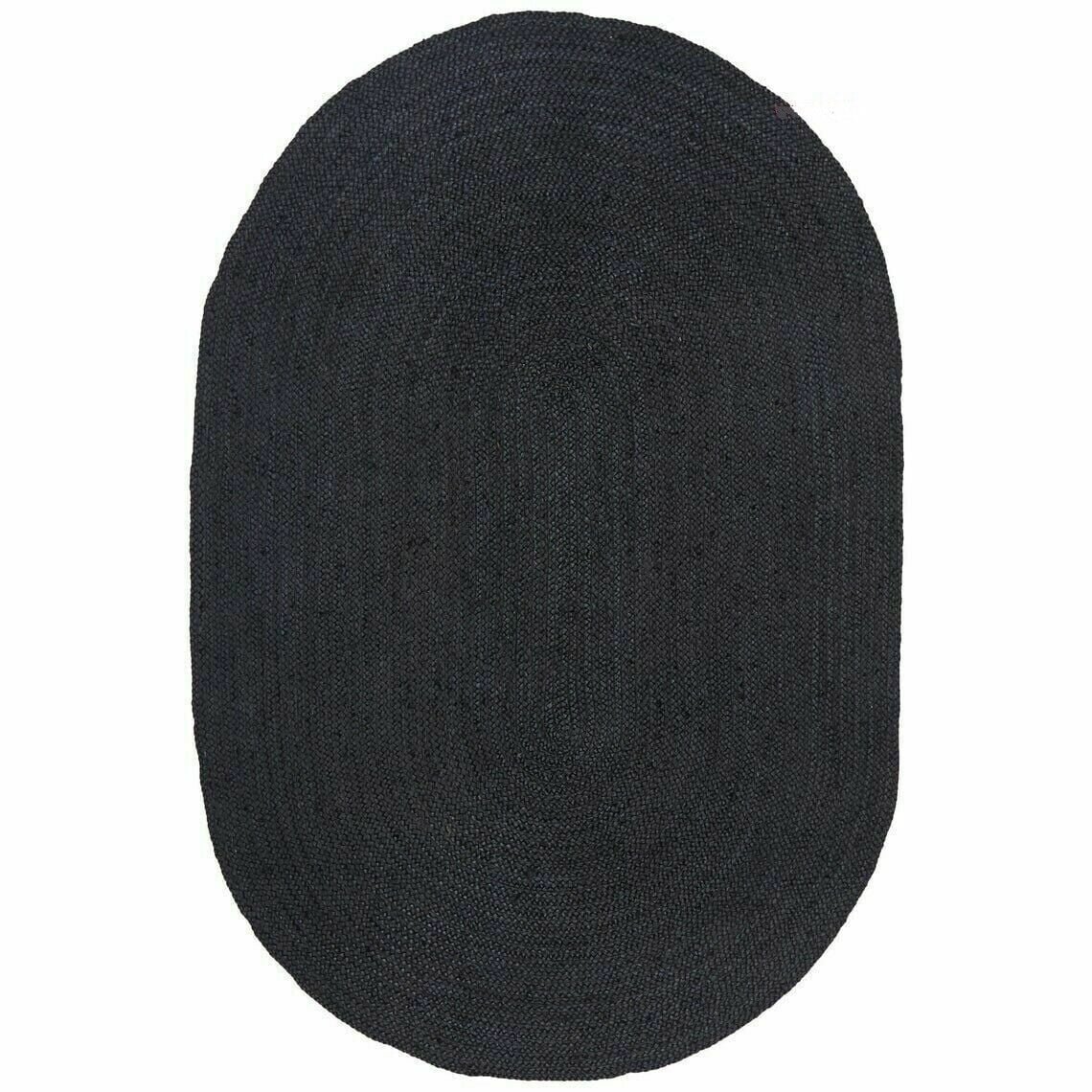 Indian Handmade Braided Natural Farmhouse Jute Oval Shape Area Rugs , Home Décor Rugs Size 5 x 8 Feet