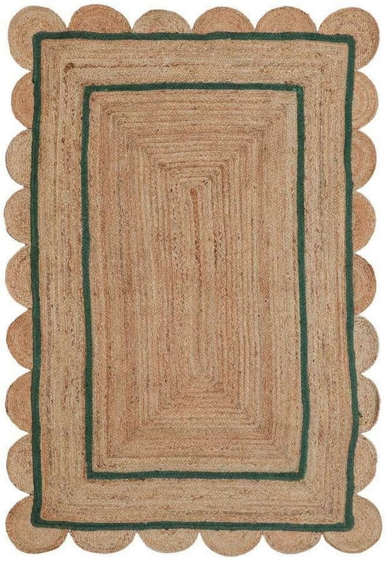 Indian Handmade Braided Natural Jute With Green Color Jute Design Area ...