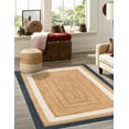 thumbnail image 1 of Indian Handmade Braided Natural Jute With Navy Blue & White Border Design Area Rug 9 x 12 Feet (274 cm x 366 cm), Home Decor Rugs, 1 of 5