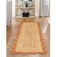 thumbnail image 1 of Indian Handmade Braided Natural Jute with Orange Border Scalloped Area Rug 2 x 3 Feet (61 cm x 91 cm), 1 of 5