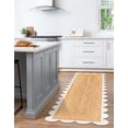 thumbnail image 1 of Indian Handmade Braided Natural Jute with White Border Scalloped Area Rug 2.6 x 12 Feet (79 cm x 366 cm), 1 of 5