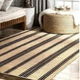 thumbnail image 1 of Indian Handmade Braided Natural Pure Jute with Black Design Area Rugs Size 7 x 7 Square Feet ( 210 cm x 210 cm ), 1 of 5