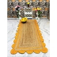 thumbnail image 1 of Indian Handmade Braided Natural Pure Jute with Yellow Scalloped Design Area Rugs Size 2 x 4 Feet ( 60 cm x 120 cm ), 1 of 4