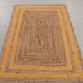 thumbnail image 1 of Indian Handmade Braided Natural Pure Jute with Yellow Scalloped Design Area Rugs Size 8 x 8 Square Feet ( 240 cm x 240 cm ), 1 of 4