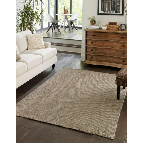 Indian Handmade Braided Pure Gray Jute Area Rug 3 x 3 Feet Square (91 cm x 91 cm), Floor Decor Rugs/Carpet