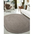 thumbnail image 1 of Indian Handmade Braided Pure Gray Jute Area Rug 5 x 8 Feet Oval (152 cm x 244 cm), Floor Decor Rugs/Carpet, 1 of 5