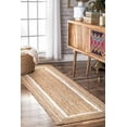 thumbnail image 1 of Indian Handmade Braided Pure Jute with White Design Area Rugs , Floor Decor Carpet Size 2 x 8 Feet ( 60 cm x 240 cm ), 1 of 5