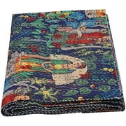 Indian Handmade Cotton Kantha Quilt Vinatge Blanket Quilt Frida Kahlo Print Kantha Bedding Throw Bohemian Bed Cover Kantha Gudari