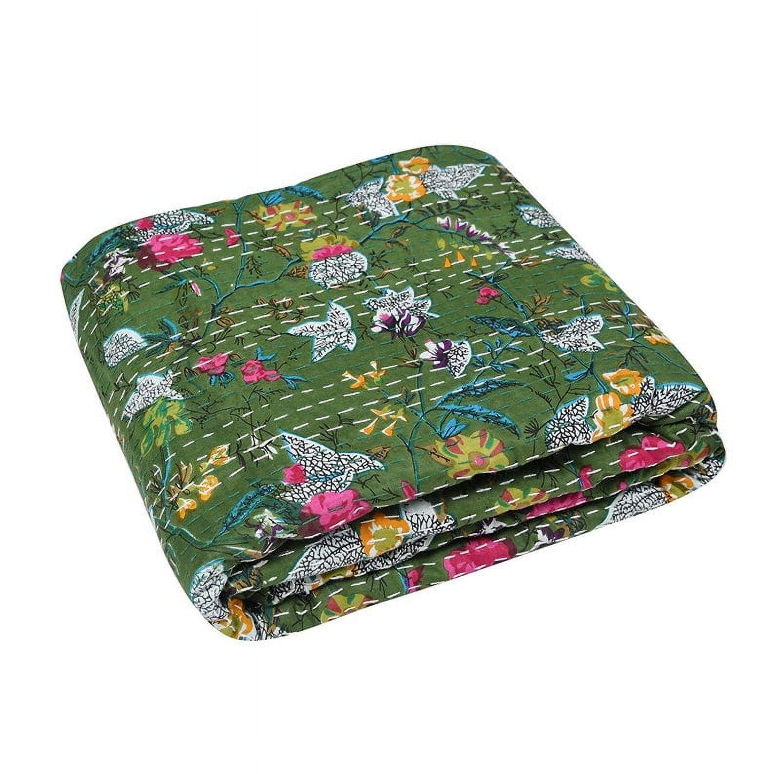 Indian Handmade Cotton Kantha Quilt Vinatge Blanket Quilted Paradise Kantha Bedding Throw Bohemian Bed Cover Kantha Gudari