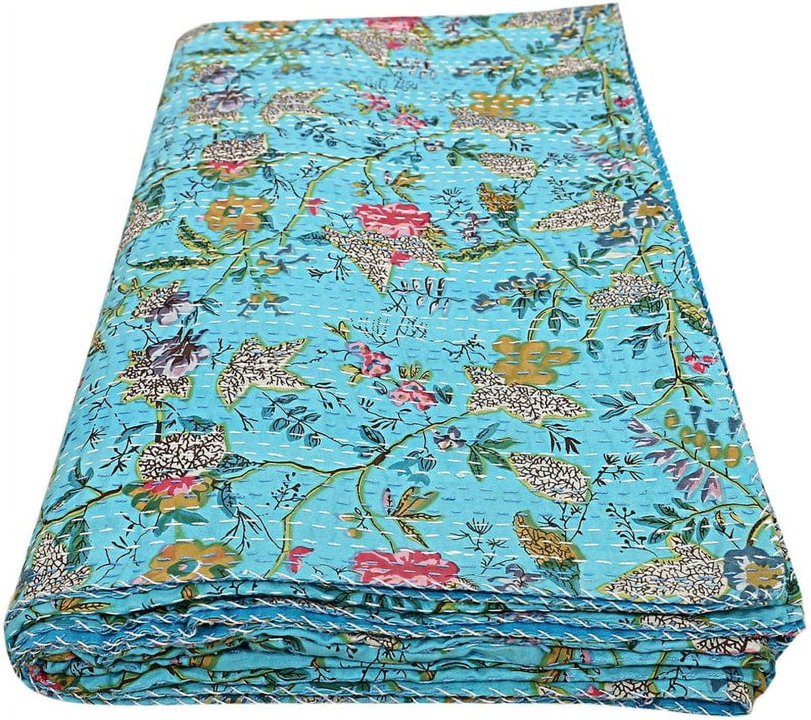 Indian Handmade Cotton Kantha Quilt Vinatge Blanket Quilted Paradise Kantha Bedding Throw Bohemian Bed Cover Kantha Gudari