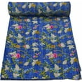 thumbnail image 1 of Indian Handmade Cotton Paradise Print Kantha Quilt Tribal Bed Cover Bedspread Blanket Picnic Throw Coverlet Reverisble Bed Throw(Blue Queen 90X108 Inches), 1 of 4