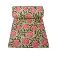 thumbnail image 1 of Yuvancrafts Modern Floral Cotton Kantha Quilt, Twin, 1 of 4