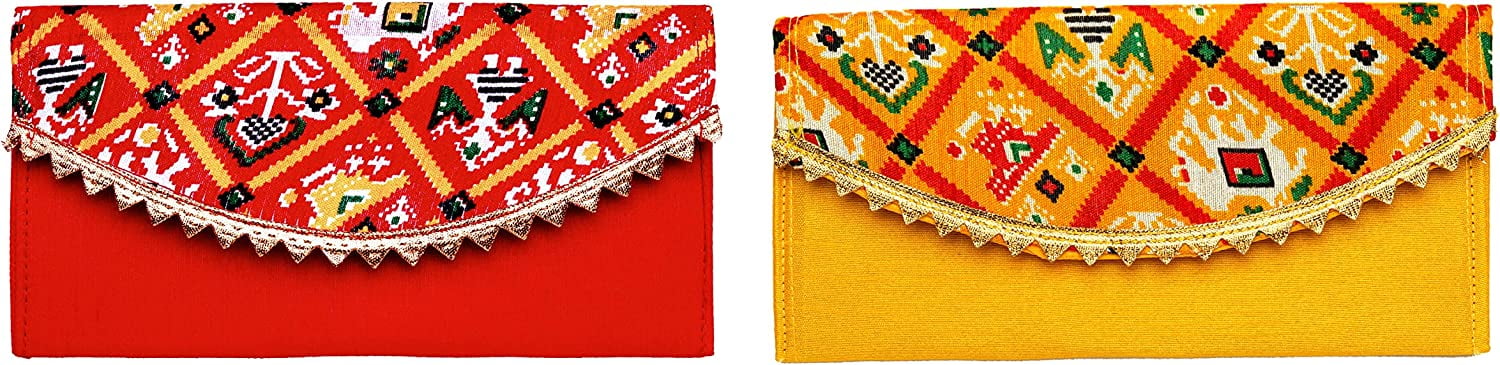 Indian Handmade Fabric Money Envelopes Indian Shagun Lifafa Brocade Money Cash Gift Envelope for Weddings Housewarming New Year Gifts Card Holder tip Fancy Money Holder Bag