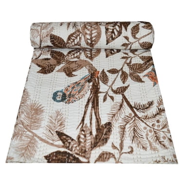 Marubhumi Vintage Kantha Quilt - Handmade Reversible Cotton Blanket With Colorful Patches