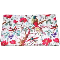 Indian Handmade Floral Print Kantha Quilt, Bedspread , Blanket Size ( Single 60" x 90" )