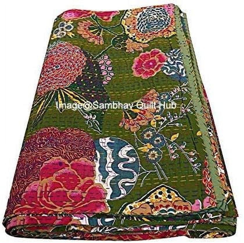 Indiano Fodere Per Cuscini 40x40 Cm Turchese – 2 Pezzi, Kantha Stampato Tropicana, Cotone, Chiusura A Busta