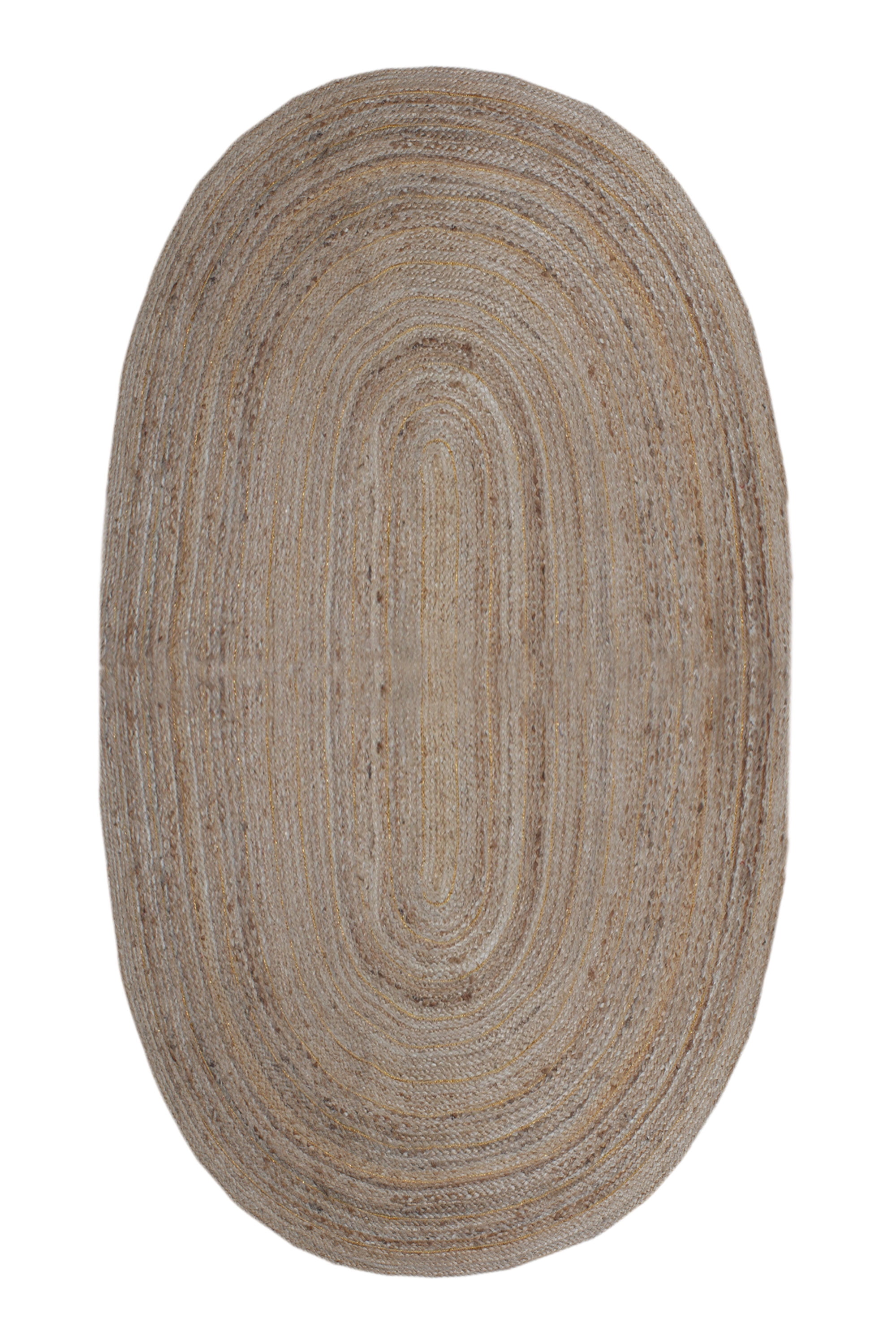 Indian Handmade Geometric Fiber Jute Area Rug Beige Ovel Living Room