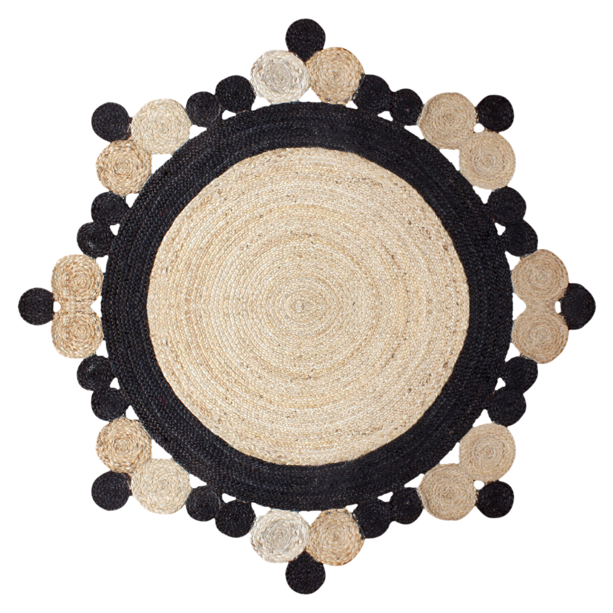 Casavani Handmade Geometric Jute Rug Beige Dining Room Floor Carpet