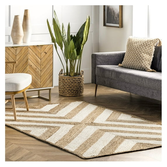 Indian Handmade Jute Braided Rug | Textured pattern Rug Non-slip jute rug, Textured jute rug, Neutral jute rug, Earthy tone rug