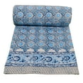 thumbnail image 1 of Indian Handmade Kantha Quilt Cotton Bedspread Queen Size Boho Block Print Blanket | Lightweight Kantha Quilt for Bedroom, Living Room & Home Decor, 1 of 8