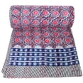 thumbnail image 1 of Yuvancrafts  Handmade Traditional Block Print Cotton Kantha Quilt, Queen Size, 1 of 3