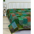 thumbnail image 1 of Indian Handmade Kantha Quilted Vintage Kantha Silk Quilt Boho Indian Patchwork Coverlet Throw Bedspread Blanket Bedcover Bedding Home Decorative Gudri, 1 of 3