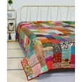 thumbnail image 1 of Indian Handmade Kantha Quilted Vintage Kantha Silk Quilt Boho Indian Patchwork Coverlet Throw Bedspread Blanket Bedcover Bedding Home Decorative Gudri, 1 of 3