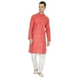 thumbnail image 1 of Indian Handmade Light Cotton Linen Summer Wear Long Kurta Pyjama Dress Set, 1 of 4