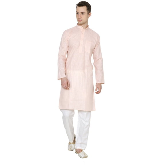 Indian Handmade Light Cotton Linen Summer Wear Long Kurta Pyjama Dress Set