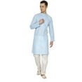 thumbnail image 1 of Indian Handmade Light Cotton Linen Summer Wear Long Kurta Pyjama Dress Set, 1 of 4