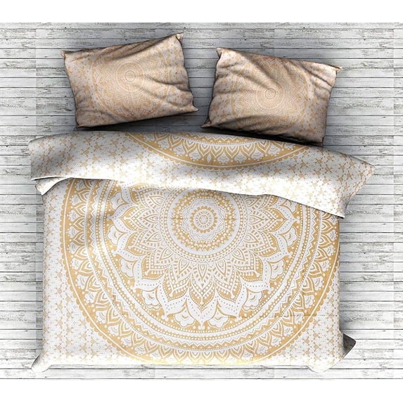 Indian Handmade Ombre Mandala Duvet Cover Set Cotton Bedding Set with Pillow Covers Mandala Blanket Boho Donna Duvet Cover Cotton Throw