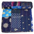 thumbnail image 1 of Indian Handmade Patchwork Kantha Quilt, Vintage Cotton,Silk Kantha Gudri,Decorative Hand Stitch Bedspread, Throw Blanket Size ( Single 60" x 90" ), 1 of 5