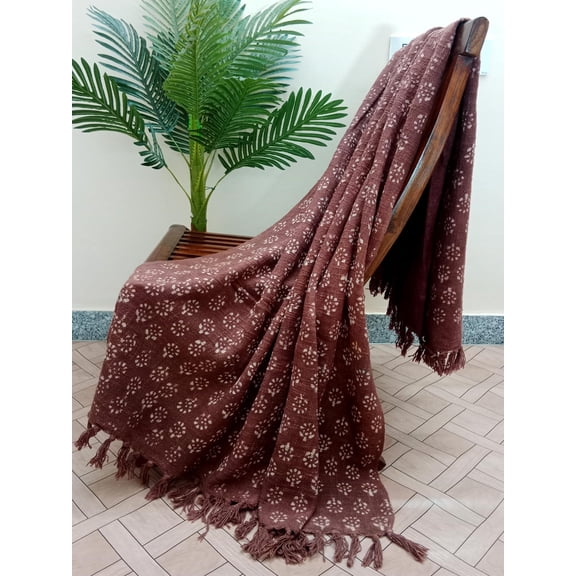 Indian Handmade Soft Cotton Throws Blankets, Hand Loom Hand Block Printed