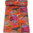 thumbnail image 1 of Indian Handmade Stitched Pure Cotton Fruit Print Kantha Quilt, Reversible Kantha Quilt, 1 of 4